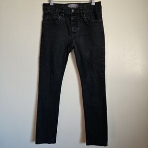 French Connection Slim Fit Faded Black Denim Jeans Fly Buttons Size W32 L32